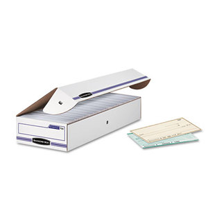 STOR/FILE Storage Box, Check, Flip-Top Lid, White/Blue, 12/Carton by FELLOWES MFG. CO.