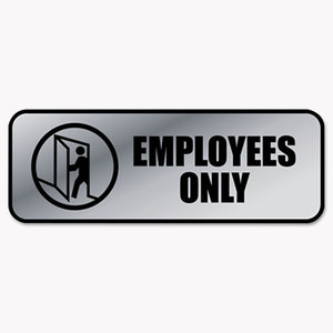 Consolidated Stamp Manufacturing Company 098206 Brushed Metal Office Sign, Employees Only, 9 x 3, Silver by CONSOLIDATED STAMP