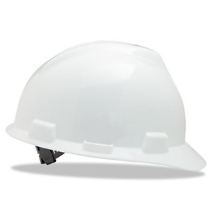 SAFETY WORKS 454-463942 V-Gard Hard Hats, Staz-On Pin-Lock Suspension, Size 6 1/2 - 8, White by SAFETY WORKS