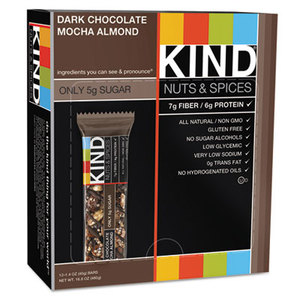 KIND Healthy Snacks 18554 Nuts and Spices Bar, Dark Chocolate Mocha Almond, 1.4 oz Bar, 12/Box by KIND LLC