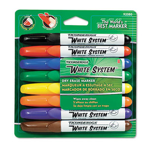 DIXON TICONDEROGA COMPANY 92080 White System Dry Erase Marker, Chisel Tip, Assorted Colors, 8/Set by DIXON TICONDEROGA CO.