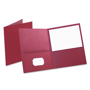 Twin-Pocket Folder, Embossed Leather Grain Paper, Burgundy by ESSELTE PENDAFLEX CORP.