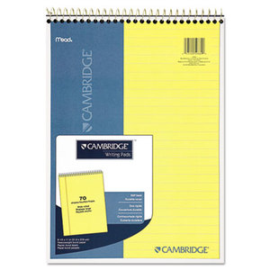 Stiff-Back Wire Bound Notebook, Legal Rule, 8 1/2 x 11, Canary Paper, 70 Sheets by MEAD PRODUCTS