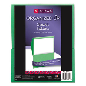 SMEAD MANUFACTURING COMPANY 87915 Organized Up Stackit Folder, Textured Stock, 11 x 8 1/2, Green, 10/Pack by SMEAD MANUFACTURING CO.