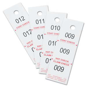 Three-Part Coat Room Checks, Paper, 1 1/2 x 5, White, 500/Pack by SAFCO PRODUCTS