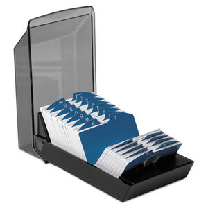 Covered Tray Card File w/24 A-Z Guides Holds 500 2 1/4 x 4 Cards, Black by ROLODEX