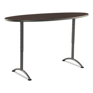 ICEBERG ENTERPRISES, LLC 69624 ARC Sit-to-Stand Tables, Oval Top, 36w x 72d x 42h, Walnut/Gray by ICEBERG ENTERPRISES