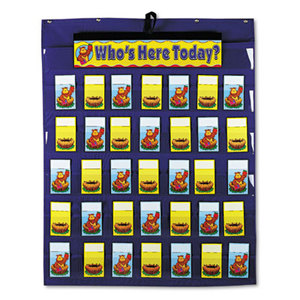 Attendance/Multiuse Pocket Chart, 35 Pockets/Two-Sided Cards, Blue, 30 x 37 1/2 by CARSON-DELLOSA PUBLISHING