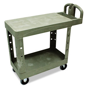 Flat Shelf Utility Cart, Two-Shelf, 19-1/5w x 37-7/8d x 33-1/3h, Beige by RUBBERMAID COMMERCIAL PROD.