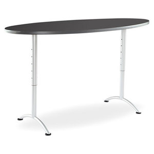 ARC Sit-to-Stand Tables, Oval Top, 36w x 72d x 42h, Graphite/Silver by ICEBERG ENTERPRISES