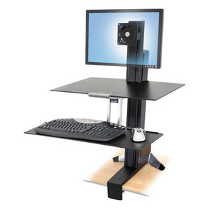WorkFit-S Sit-Stand Workstation w/Worksurface, LCD LD Monitor, Aluminum/Black by ERGOTRON INC