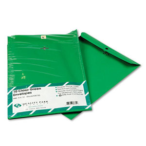 QUALITY PARK PRODUCTS 38735 Fashion Color Clasp Envelope, 9 x 12, 28lb, Green, 10/Pack by QUALITY PARK PRODUCTS
