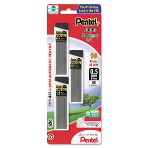 PENTEL OF AMERICA C25BPHB3K6 Super Hi-Polymer Lead Refills, 0.5mm, HB, Black, 90 Leads/Pack by PENTEL OF AMERICA