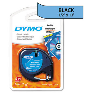 DYMO 91335 LetraTag Plastic Label Tape Cassette, 1/2in x 13ft, Ultra Blue by DYMO