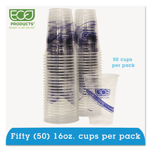 BlueStripe Recycled Content Clear Plastic Cold Drink Cups, 16oz, Clear, 50/Pack by ECO-PRODUCTS,INC.