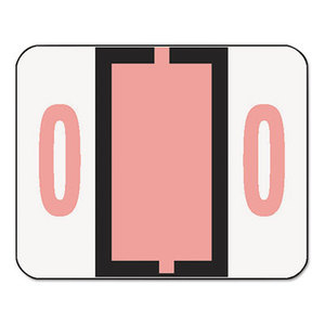 Single Digit End Tab Labels, Number 0, Pink, 500/Roll by SMEAD MANUFACTURING CO.