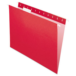 Essentials Colored Hanging Folders, 1/5 Tab, Letter, Red, 25/Box by ESSELTE PENDAFLEX CORP.
