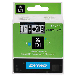 D1 Standard Tape Cartridge for Dymo Label Makers, 1in x 23ft, Black on Clear by DYMO