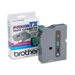 TX Tape Cartridge for PT-8000, PT-PC, PT-30/35, 1w, Black on Green by BROTHER INTL. CORP.