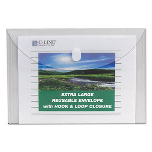 C-Line Products, Inc 35107 Reusable Poly Envelope, Hook and Loop Closure, 9 3/8 x 13, Clear by C-LINE PRODUCTS, INC