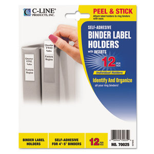 Self-Adhesive Ring Binder Label Holders, Top Load, 1-3/4 x 3-1/4, Clear, 12/Pack by C-LINE PRODUCTS, INC