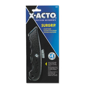 SurGrip Utility Knife w/Contoured Metal Handle & Retractable Blade, Black by HUNT MFG.