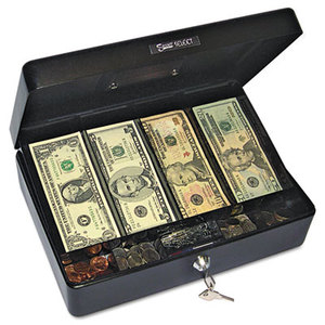 Select Spacious Size Cash Box, 9-Compartment Tray, 2 Keys, Black w/Silver Handle by PM COMPANY