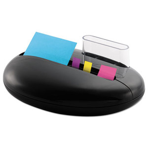 Note and Flag Combo Pebble Dispenser, 3 x 3 Notes, Assorted Flags, Black by 3M/COMMERCIAL TAPE DIV.