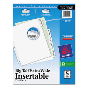 Avery 11221 Insertable Big Tab Dividers, 5-Tab, 11 1/8 x 9 1/4 by AVERY-DENNISON