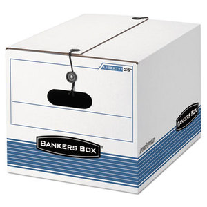 STOR/FILE Extra Strength Storage Box, Letter/Legal, White/Blue, 12/Carton by FELLOWES MFG. CO.