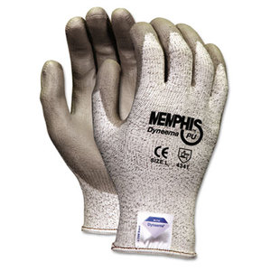 MCR Safety 9672L Memphis Dyneema Polyurethane Gloves, Large, White/Gray, Pair by MCR SAFETY