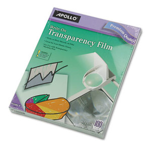 Write-On Transparency Film, Letter, Clear, 100/Box by APOLLO AUDIO VISUAL