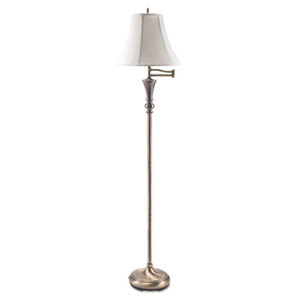 Brass Swing Arm Incandescent Floor Lamp, 60" High, White by LEDU CORP.