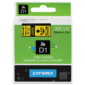 D1 Standard Tape Cartridge for Dymo Label Makers, 3/4in x 23ft, Black on Yellow by DYMO