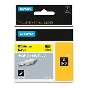 DYMO 18055 Rhino Heat Shrink Tubes Industrial Label Tape Cassette, 1/2" x 5 ft, White by DYMO