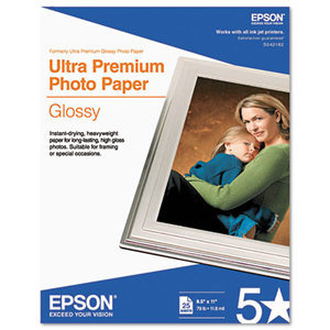 Ultra-Premium Glossy Photo Paper, 79 lbs., 8-1/2 x 11, 25 Sheets/Pack by EPSON AMERICA, INC.