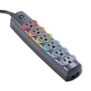 ACCO Brands Corporation K62146US SmartSockets Color-Coded Strip Surge Protector, 6 Outlets, 6 ft Cord, 670 Joules by ACCO BRANDS, INC.