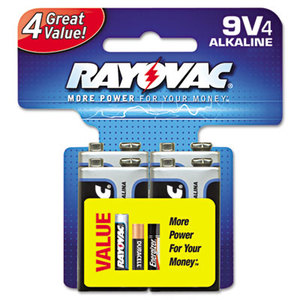 RAY-O-VAC 012800504862 Alkaline Batteries, 9V, 4/Pack by RAY-O-VAC