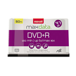 Maxell 639013 DVD+R Discs, 4.7GB, 16x, Spindle, Silver, 50/Pack by MAXELL CORP. OF AMERICA