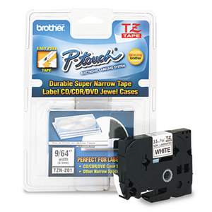 Brother Industries, Ltd TZN201 TZ Super-Narrow Non-Laminated Tape for P-Touch Labeler, 1/8w, Black on White by BROTHER INTL. CORP.