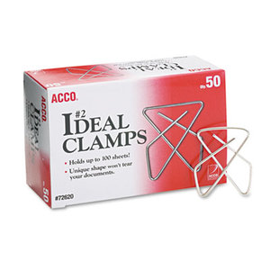 ACCO Brands Corporation A7072620B Ideal Clamps, Steel Wire, Small, 1-1/2", Silver, 50/Box by ACCO BRANDS, INC.