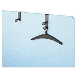 Over-The-Panel Hook with Steel Double-Garment Hanger, 1 3/4 x 6 7/8, Black by QUARTET MFG.