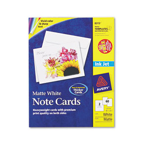 Note Cards for Inkjet Printers, 4 1/4 x 5 1/2, Matte White, 60/Pack w/Envelopes by AVERY-DENNISON