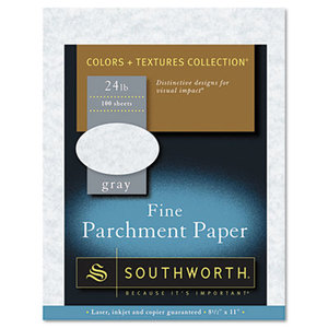 Parchment Specialty Paper, 24 lbs., 8-1/2 x 11, Gray, 100/Box by SOUTHWORTH CO.