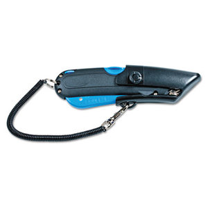 Box Cutter Knife w/Shielded Blade, Black/Blue by CONSOLIDATED STAMP