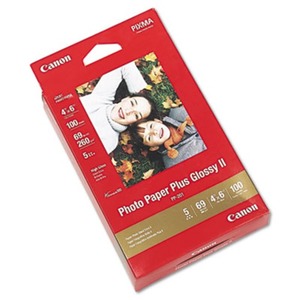 Photo Paper Plus Glossy II, 4 x 6, 10.6 mil, White, 100 Sheets/Pack by CANON USA, INC.