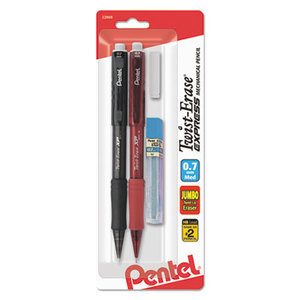 PENTEL OF AMERICA QE417LEBP2 Twist-Erase EXPRESS Mechanical Pencil, 0.7 mm, 2 per Set by PENTEL OF AMERICA