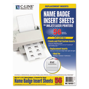 C-Line Products, Inc 92423 Name Badge Inserts, 3 1/2 x 2 1/4, White, 56/Pack by C-LINE PRODUCTS, INC