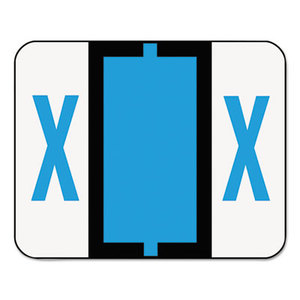 A-Z Color-Coded Bar-Style End Tab Labels, Letter X, Blue, 500/Roll by SMEAD MANUFACTURING CO.