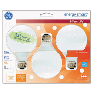 General Electric Company 85392 Compact Fluorescent Bulb, 11 Watt, G25 Globe, Soft White, 3/Pack by GENERAL ELECTRIC CO.